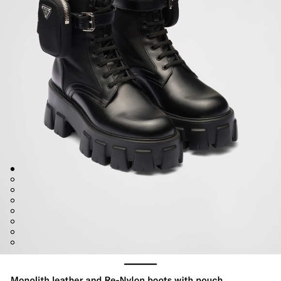 Prada Monolith Leather and Re-Nylon Boots with Pouch - Picture 6 of 6